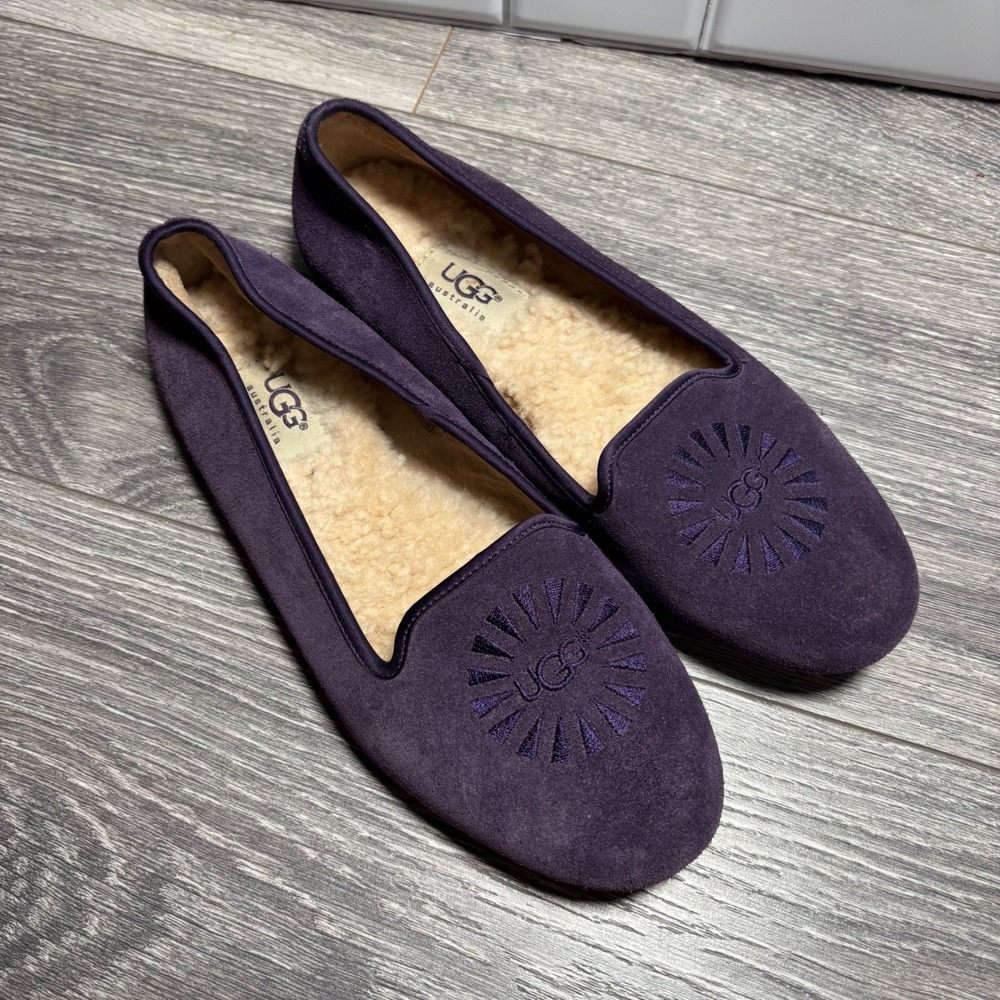UGG Purple Suede Shearling Lined Australia Alloway‎ Slipper 6.5